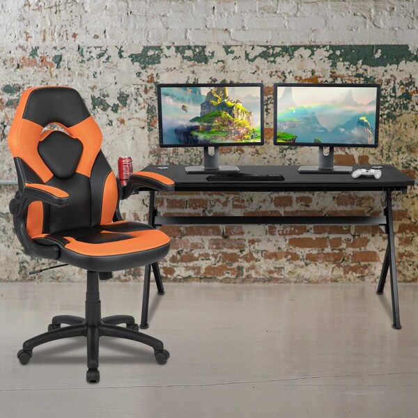 Flash Furniture Black Gaming Desk and Chair Set with Cup Holder BLN-X10D1904L-OR-GG - main